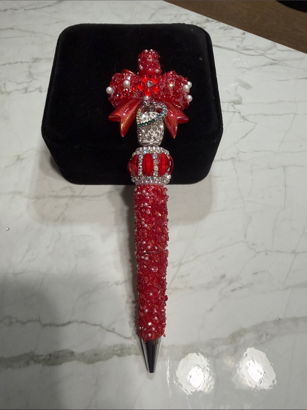 Luxe Red Crystal Bow Decorative Pen - Unbranded